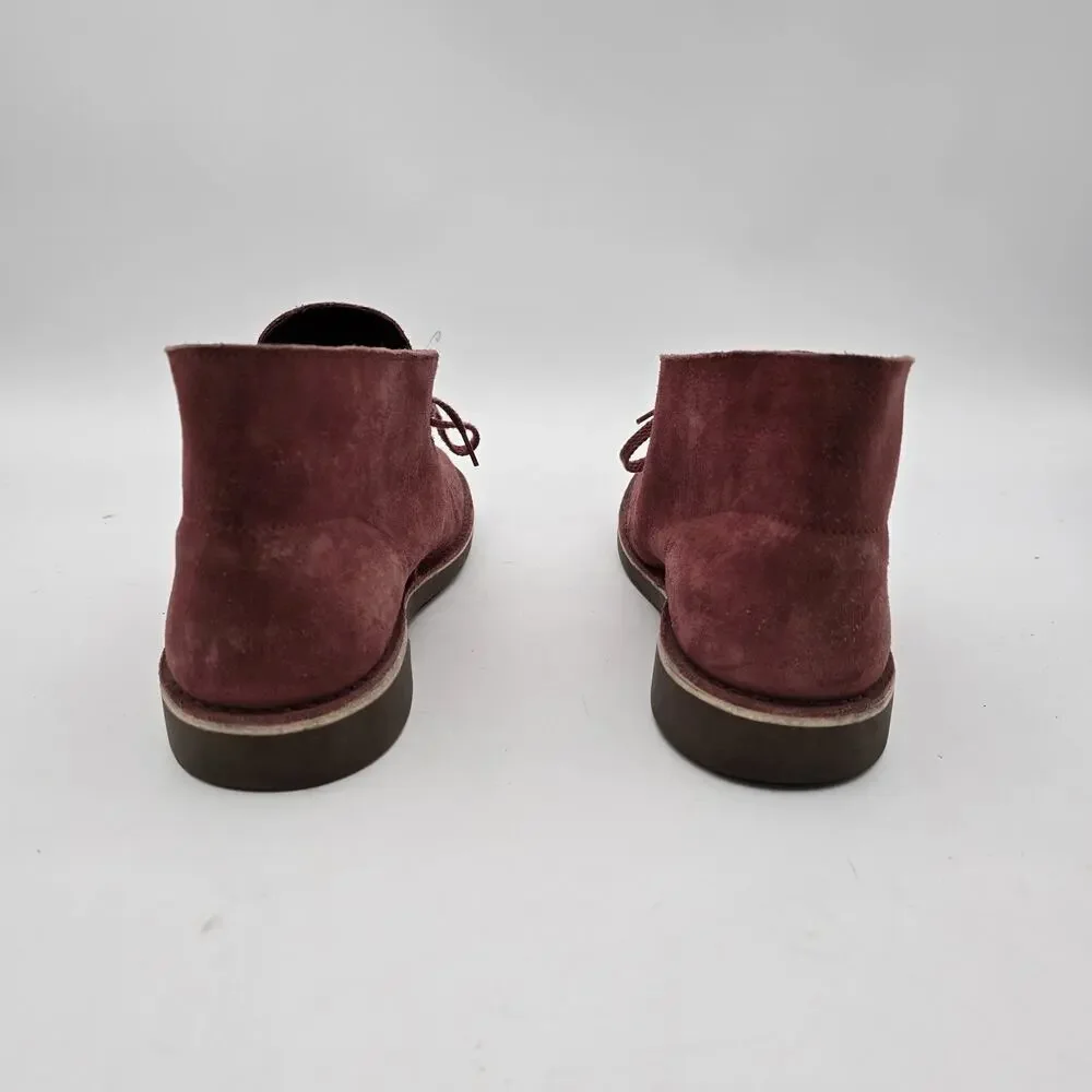 Clarks Boots Mens 9.5 Red Leather Desert Chukka Bootie Lace Up Ankle